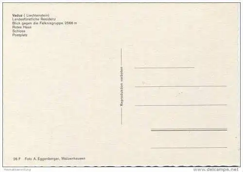 Vaduz - Schloss - Postplatz - Rotes Haus - AK Grossformat