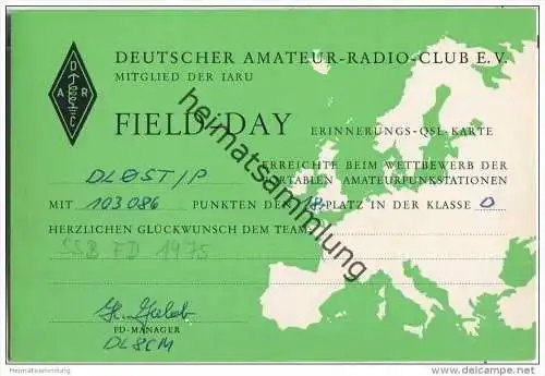 QSL - QTH - Funkkarte - DL0ST/p - Field-Day - 1975