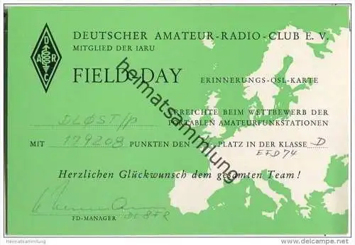 QSL - QTH - Funkkarte - DL0ST/p - Field-Day - 1975