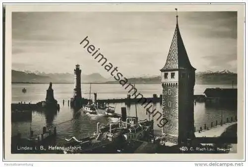 Lindau - Hafeneinfahrt - Foto-AK 20er Jahre