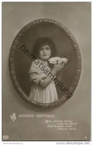 A joyous Birthday - Mädchen mit Rosen - Foto-AK