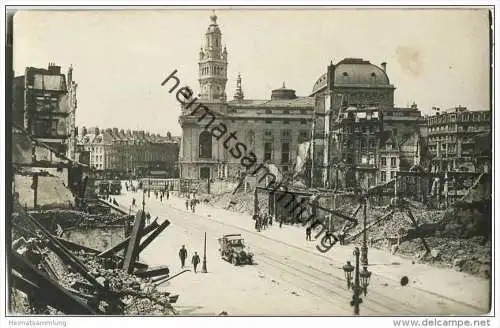 Lille - Explosion 1916 - Ruinen - Strassenbahn - Foto-AK