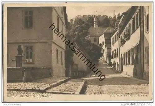 Lindenfels im Odenwald - Stadtbrunnen - Aufgang zur Burg