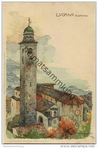 Lugano - S. Lorenzo - Künstlerkarte signiert Manuel Wielandt
