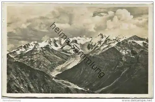 Ausblick vom Restaurant Schafberg auf die Bernina Gruppe - Foto-AK - Karte geschrieben vom Schweizer Bildhauer Josef Nau
