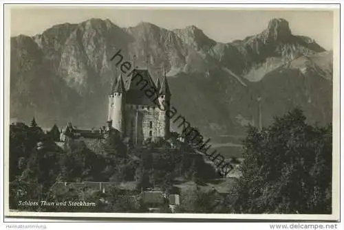 Schloss Thun und Stockhorn - Foto-AK 30er Jahre