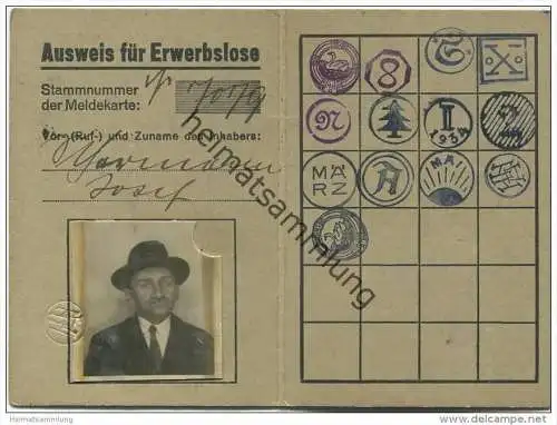 Hamburg - Hamburger Hochbahn AG 1. Mai 1933 - Ausweis für Erwerbslose
