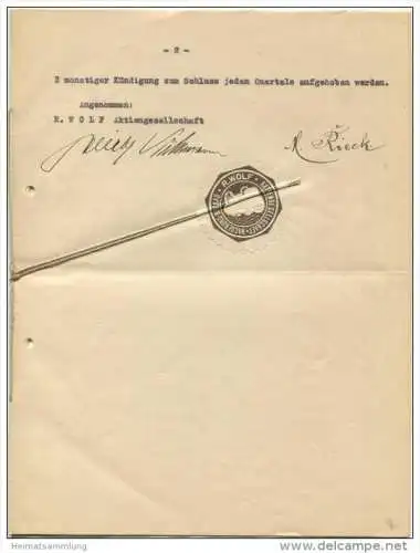Magdeburg-Buckau 1919 - Arbeitsvertrag eines Bürovorstehers mit der Firma R. Wolf AG - Arbeitsplatz Zweigstelle Berlin