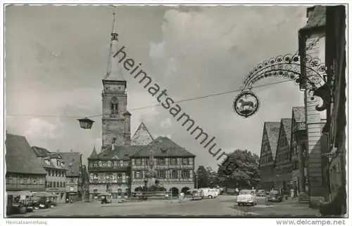 Schwabach - Marktplatz mit Rathaus und St. Johanniskirche - Foto-AK