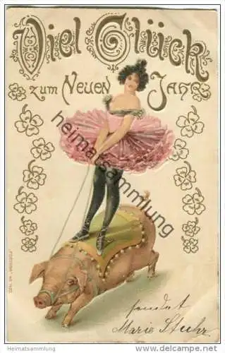 Viel Glück zum Neuen Jahr - Ballerina - Glücksschwein