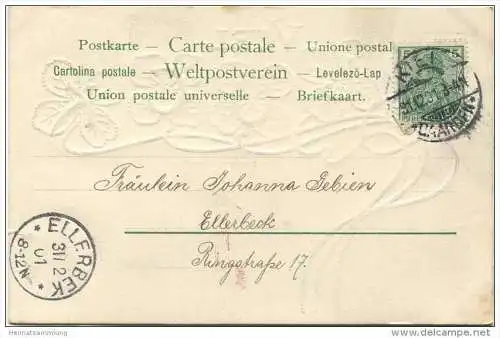 Viel Glück - Kalender 1902 - Glücksklee - Prägedruck