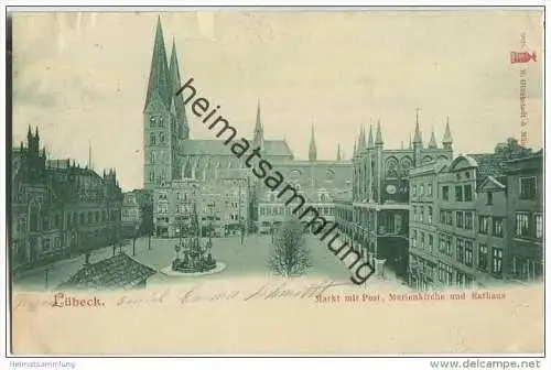 Lübeck - Marktplatz - Post - Marienkirche - Rathaus