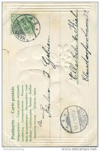 Fröhliche Ostern - Küken - Veilchen - Prägedruck