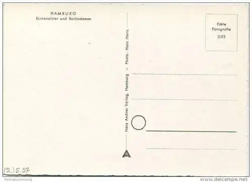 Hamburg - Binnenalster und Ballindamm - Foto-AK Grossformat 50er Jahre