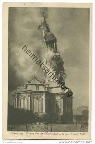 Hamburg - Brand der St. Michaeliskirche am 3. Juli 1906