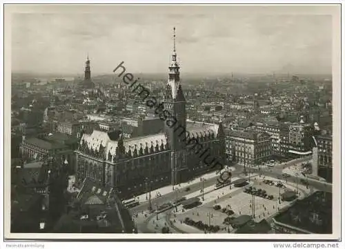 Hamburg - Rathaus und Adolf Hitler-Platz - Foto-AK Grossformat 1935