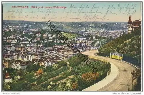 Stuttgart - Blick von der neuen Weinsteige - Strassenbahn