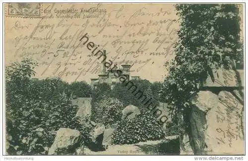 Hamburg - Anlagen vor dem Eppendorfer Krankenhaus im Hintergrunde Wohnung des Direktors