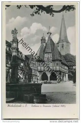 Michelstadt - Rathaus - Brunnen - Foto-AK