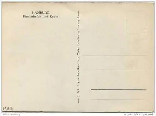 Hamburg - Binnenhafen und Kajen - Foto-AK Grossformat 30er Jahre