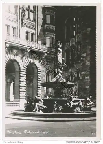 Hamburg - Rathausbrunnen - Foto-AK Grossformat 50er Jahre