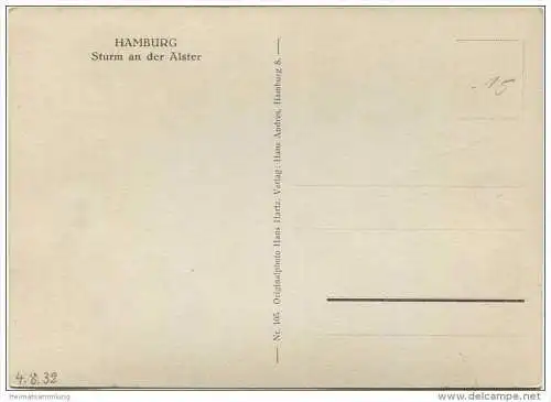 Hamburg - Sturm an der Alster - Foto-AK Grossformat 30er Jahre