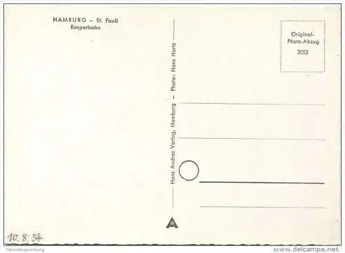 Hamburg St. Pauli - Reeperbahn - Foto-AK Grossformat 1954