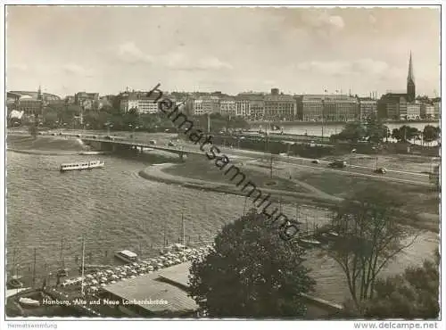 Hamburg - Alte und Neue Lombardsbrücke 1953 - Foto-AK Grossformat