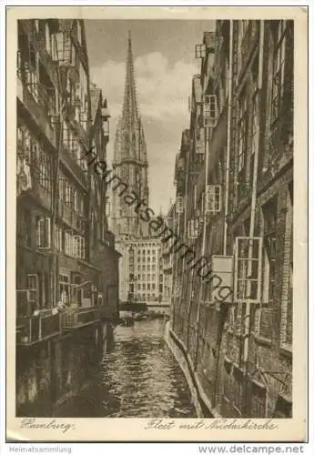 Hamburg - Fleet mit Nicolaikirche - AK Grossformat