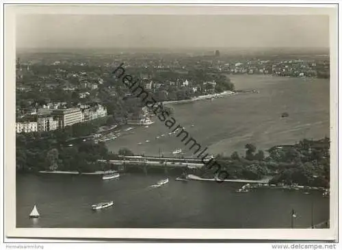 Hamburg - Lombardsbrücke und Aussenalster - Foto-AK Grossformat 30er Jahre