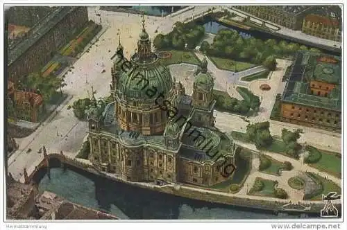 Berlin - Dom - Lustgarten - Farbige Fliegeraufnahme