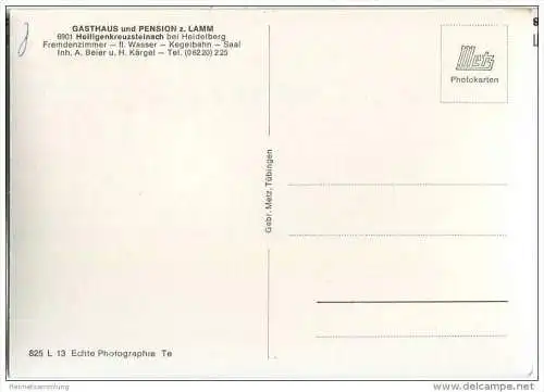 Heiligenkreuzsteinach bei Heidelberg - Gasthaus und Pension zum Lamm - Inhaber A. Beier und H. Kärgel - Foto-AK