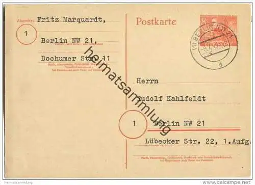 Postkarte Berlin P 4 a - gelaufen am 9.7.1949 als Ortskarte ohne Text