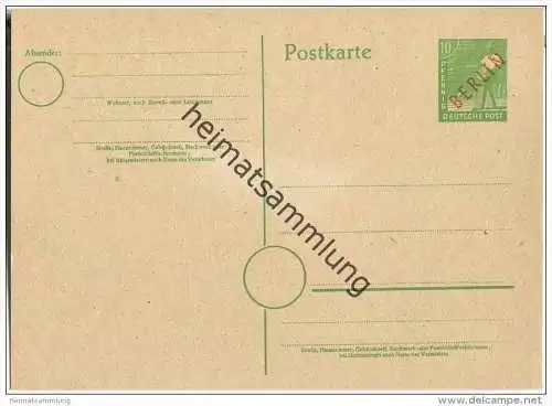 Postkarte Berlin P 3 - gelaufen am 14.4.1949 als Ortskarte ohne Text