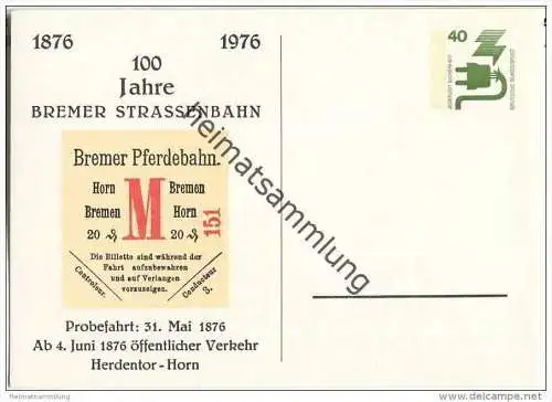 Privatganzsache Bund - 100 Jahre Bremer Strassenbahn