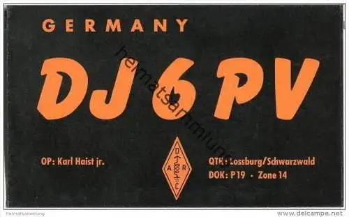 QSL - QTH - Funkkarte - DJ6PV - Lossburg - 1962