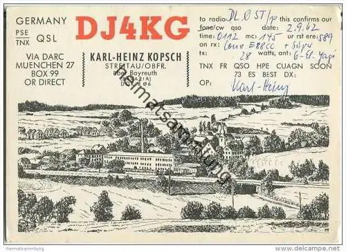 QSL - QTH - Funkkarte - DJ4KG - Streitau - Gefrees - 1962