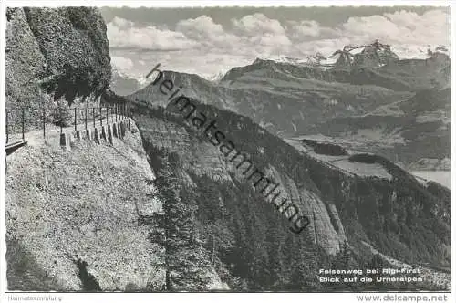 Felsenweg bei Rigi-First - Blick auf die Urneralpen - Foto-AK