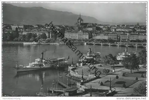 Geneve - Vue generale - Raddampfer Italie La Suisse - Foto-AK