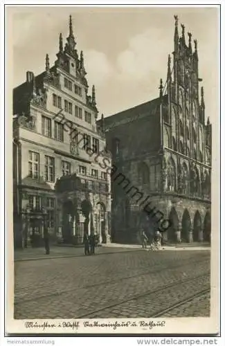Münster in Westfalen - Stadtweinhaus und Rathaus - Foto-AK 40er Jahre
