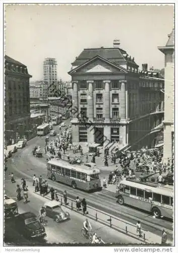 Lausanne - Place St. Francois et Tor Bel-Air - O-Bus - Foto-AK Grossformat