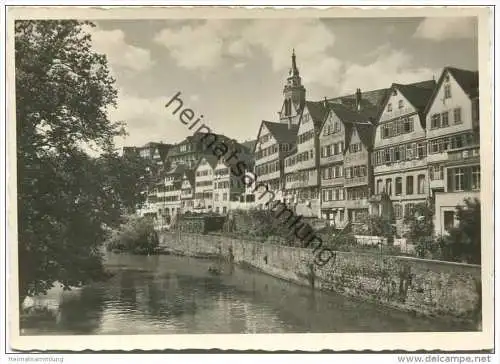 Tübingen - Blick von der Eberhardbrücke neckaraufwärts - Foto-AK Grossformat