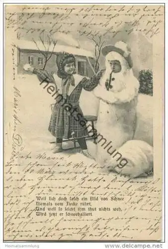 Schnee - Kinder - Schlitten - Schneemann