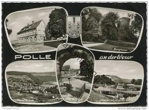 Polle - Hotel zur Burg - Burgruine - Foto-AK Grossformat