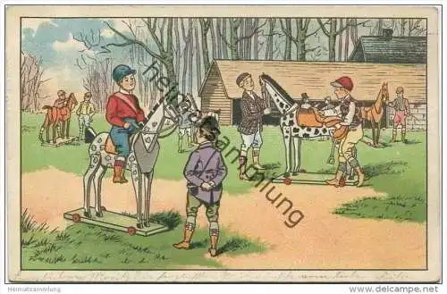 Comic - Spielzeugwelt - Schaukelpferd - Jockey - Spielzeug - Krag-Bandstempel Berlin D-Krone-R