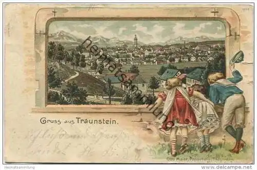 Traunstein - Gesamtansicht- Prägedruck