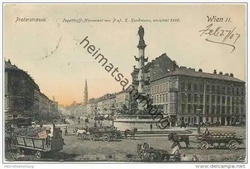 Wien II - Praterstrasse - Tegetthoff-Monument - Pferdewagen