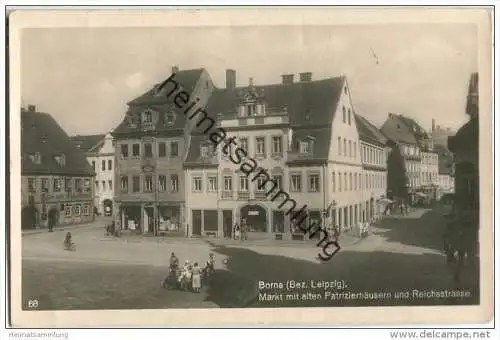 Borna - Markt mit alten Patrizierhäusern und Reichstrasse