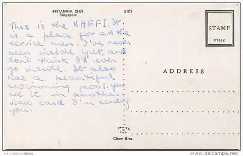 Singapore - Britannia Club NAFFI 50er Jahre