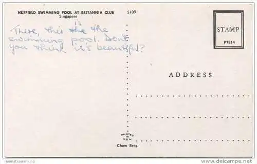 Singapore - Nuffield Swimming Pool at Britannia Club 50er Jahre